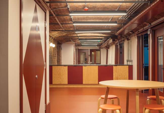 communal breakout kitchen facilities space way from office suite