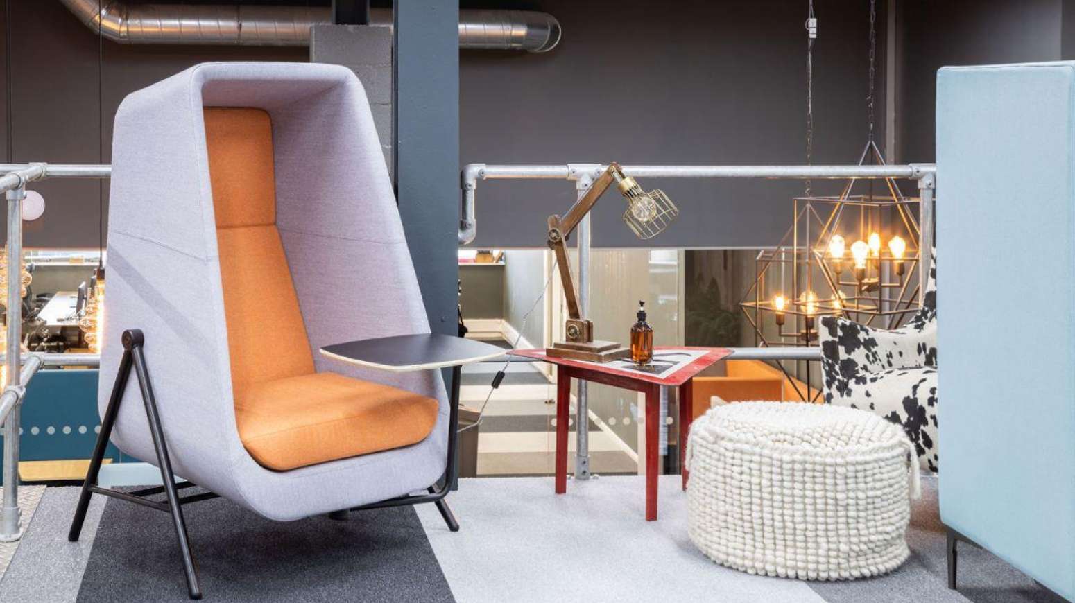 Muse booth chair for quiet time processes and concentration in open plan work environment