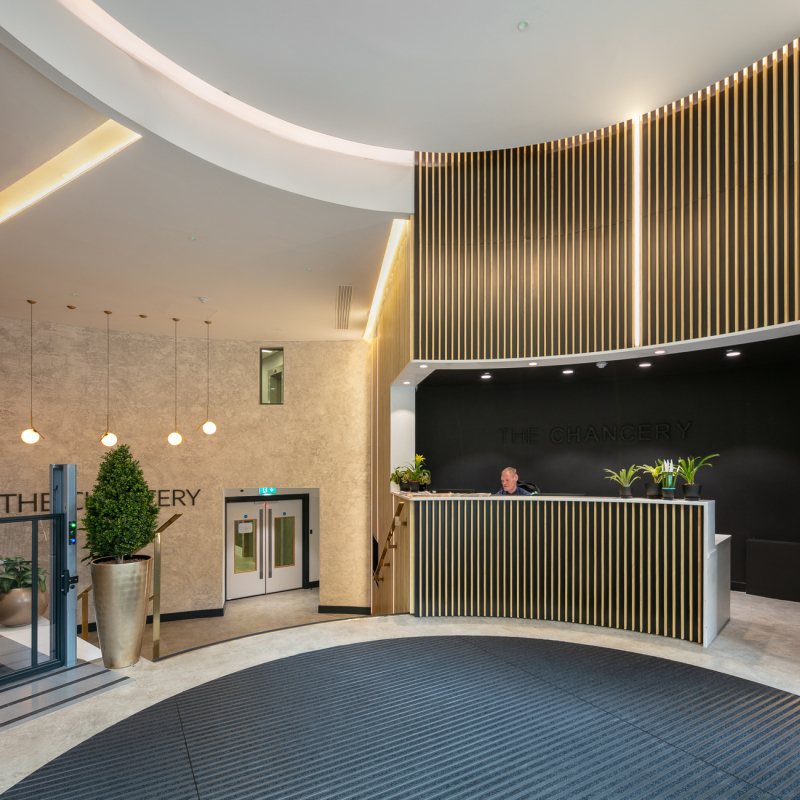 reception desk and matting
