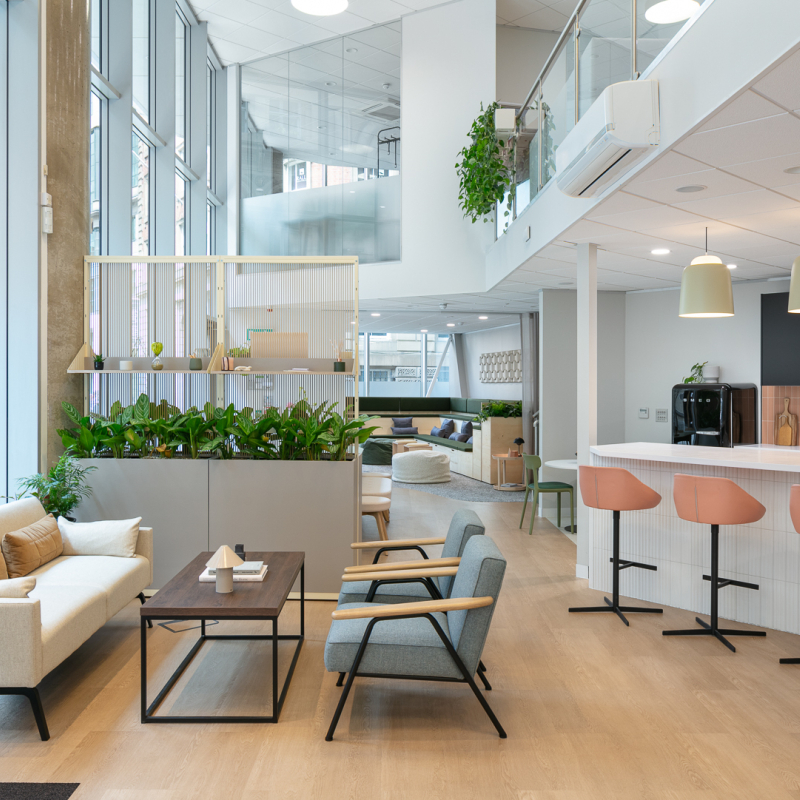 open plan shot with kitchen and lounge area
