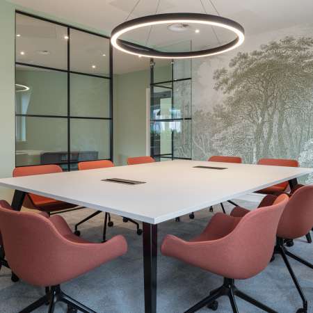 meeting room for 10 person table and focal wallcovering